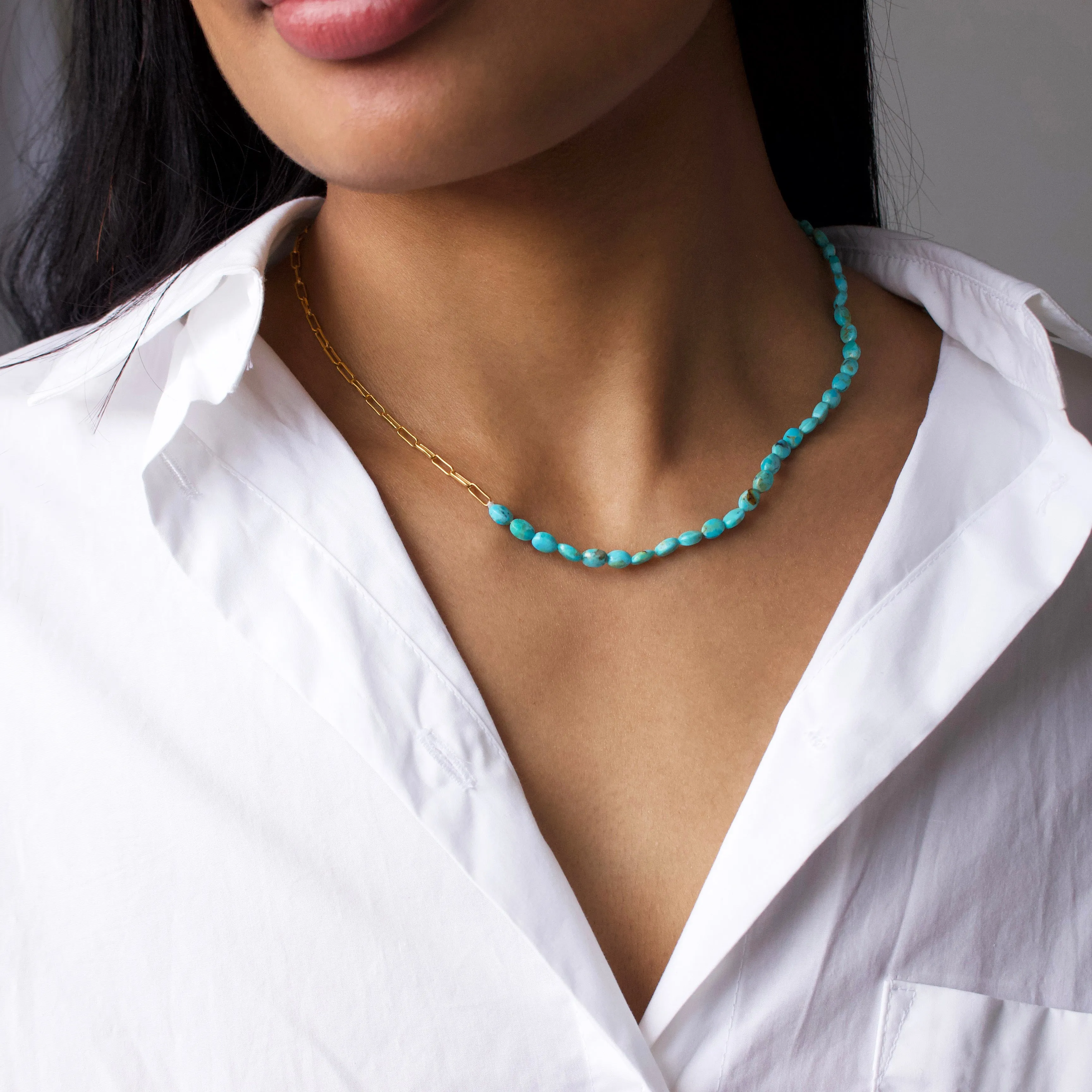 Mohave Turquoise & Chain Necklace