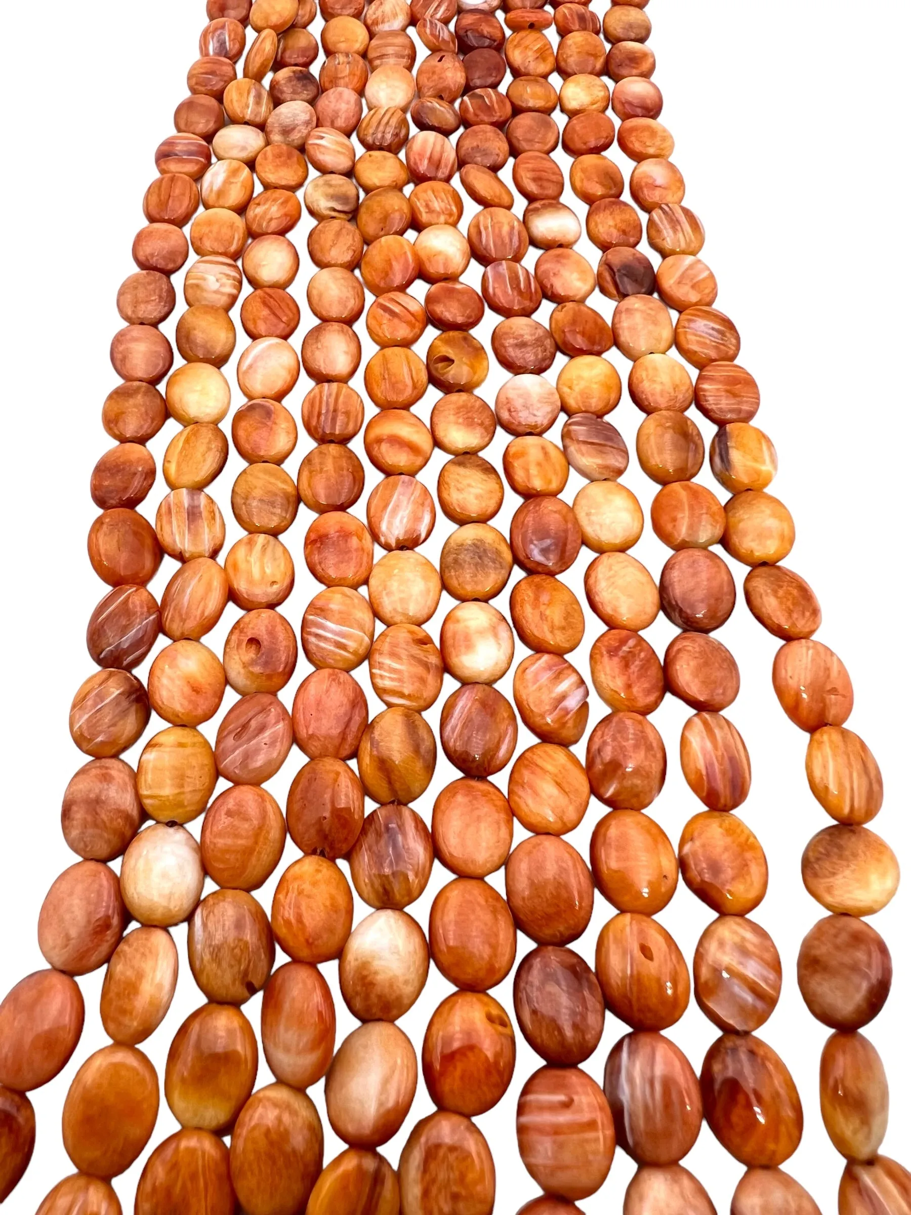 Orange Spiny Oyster 8x10mm Oval Beads, (16 Inch Strand)