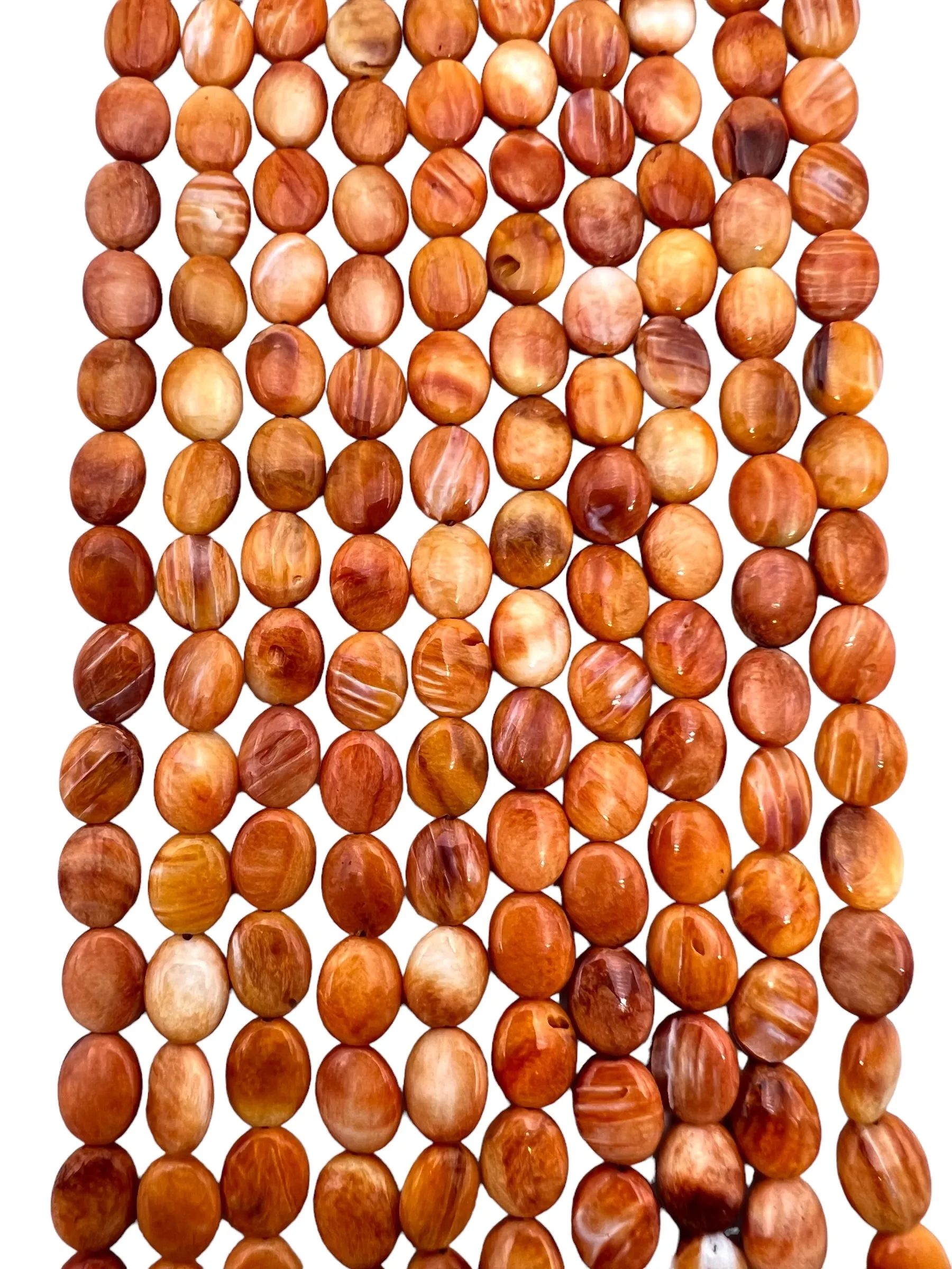 Orange Spiny Oyster 8x10mm Oval Beads, (16 Inch Strand)