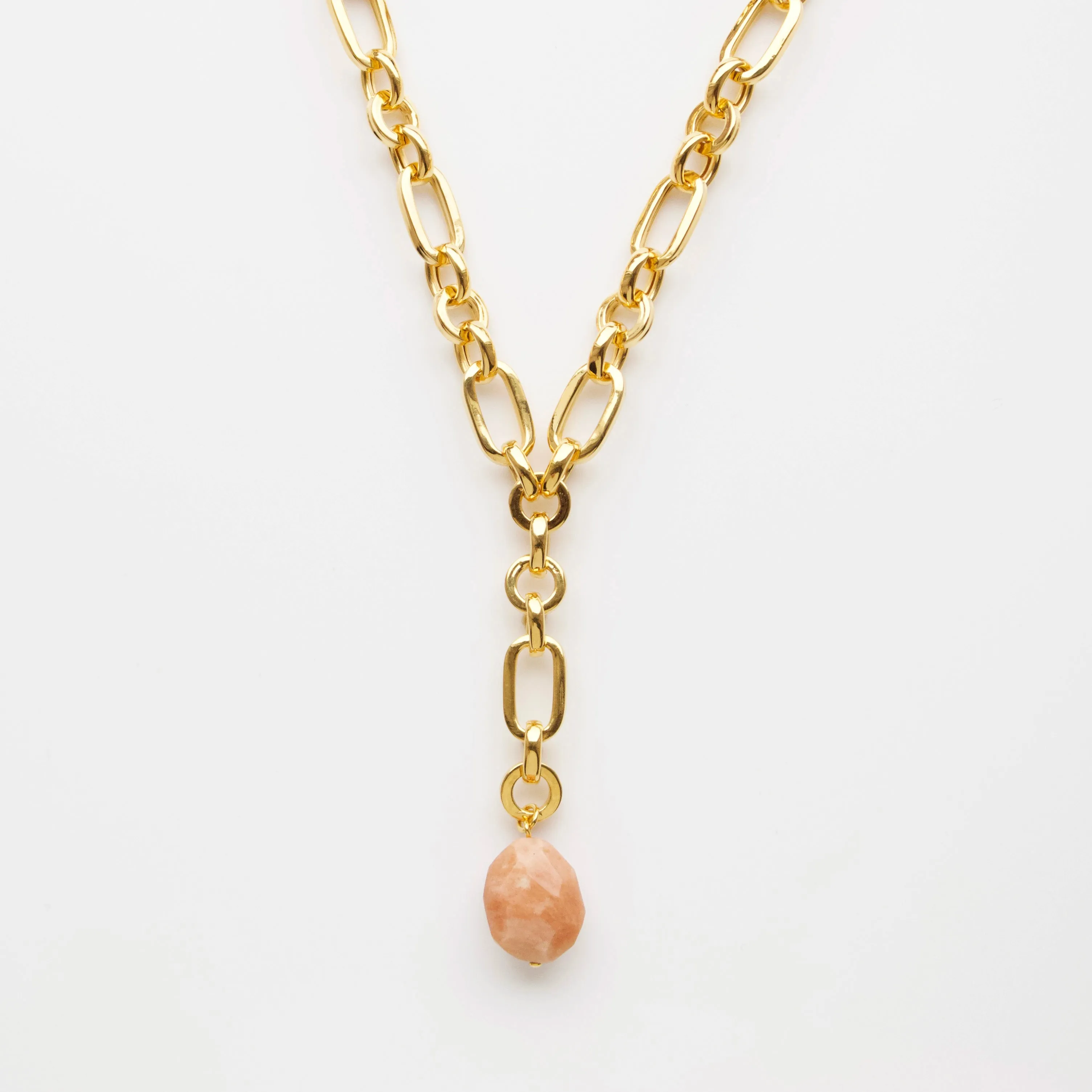 Peach Amazonite Chunky Chain Lariat