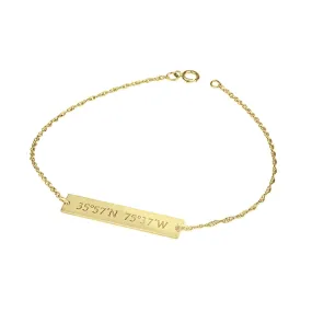 Personalized 14K Gold Coordinates Bar Bracelet