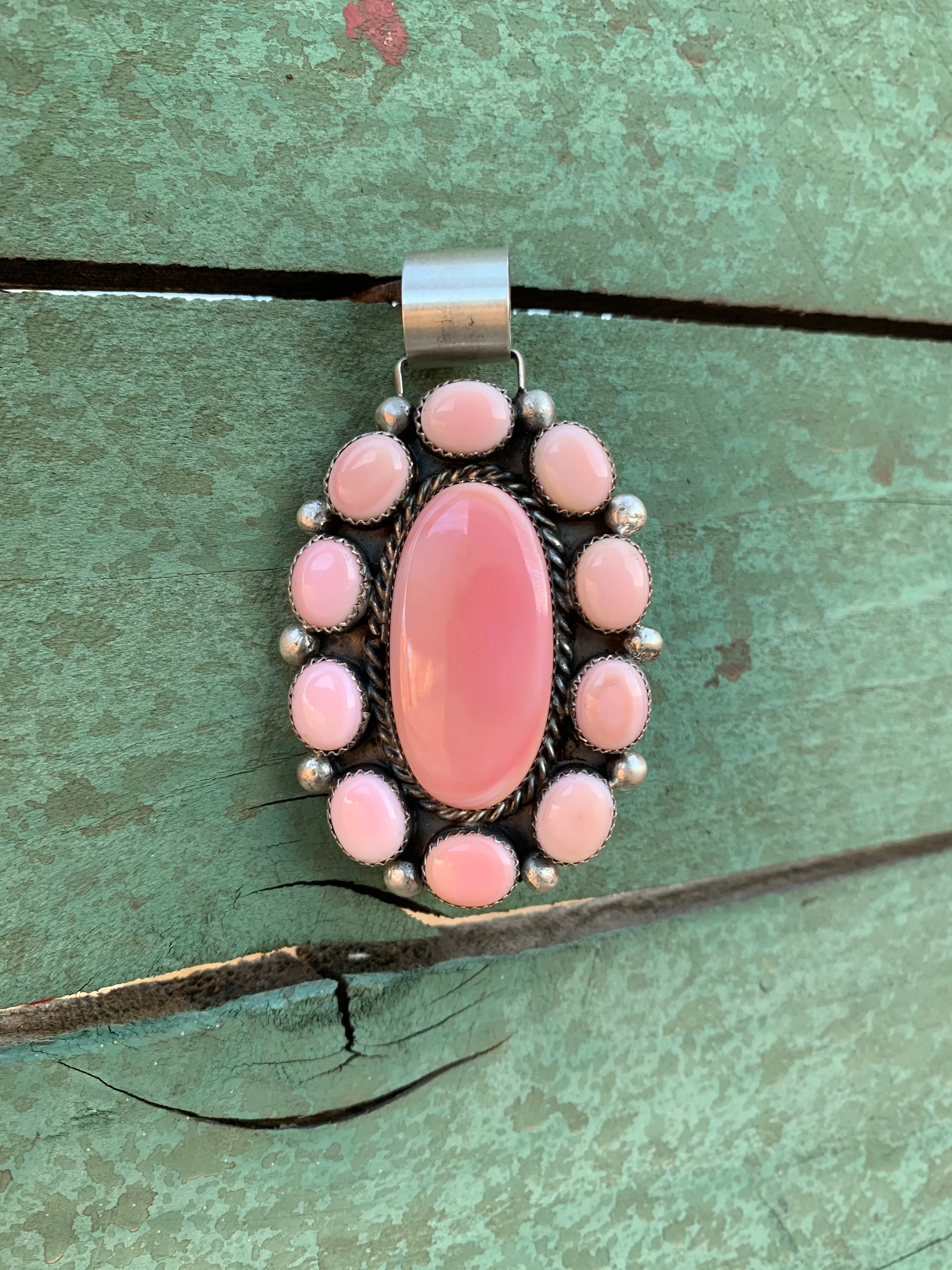 Pink Conch Shell Cluster pendant