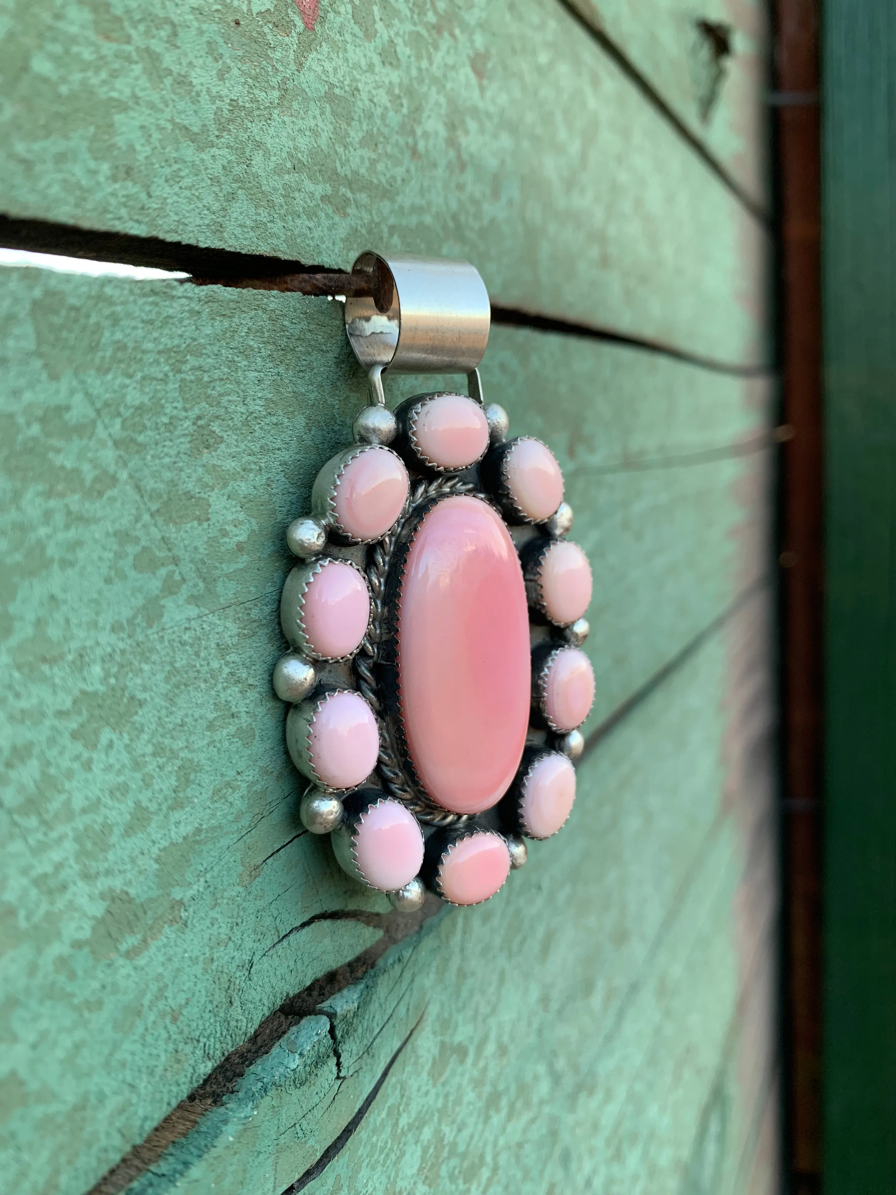 Pink Conch Shell Cluster pendant