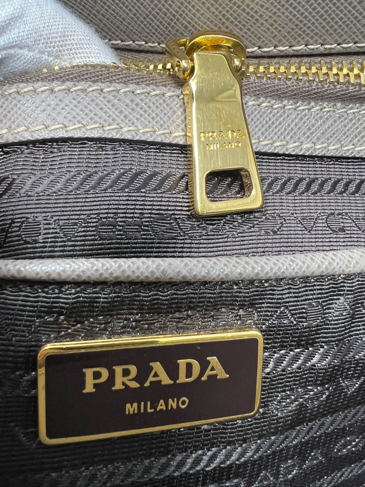 Prada Saffiano Double Zip Tote Bag