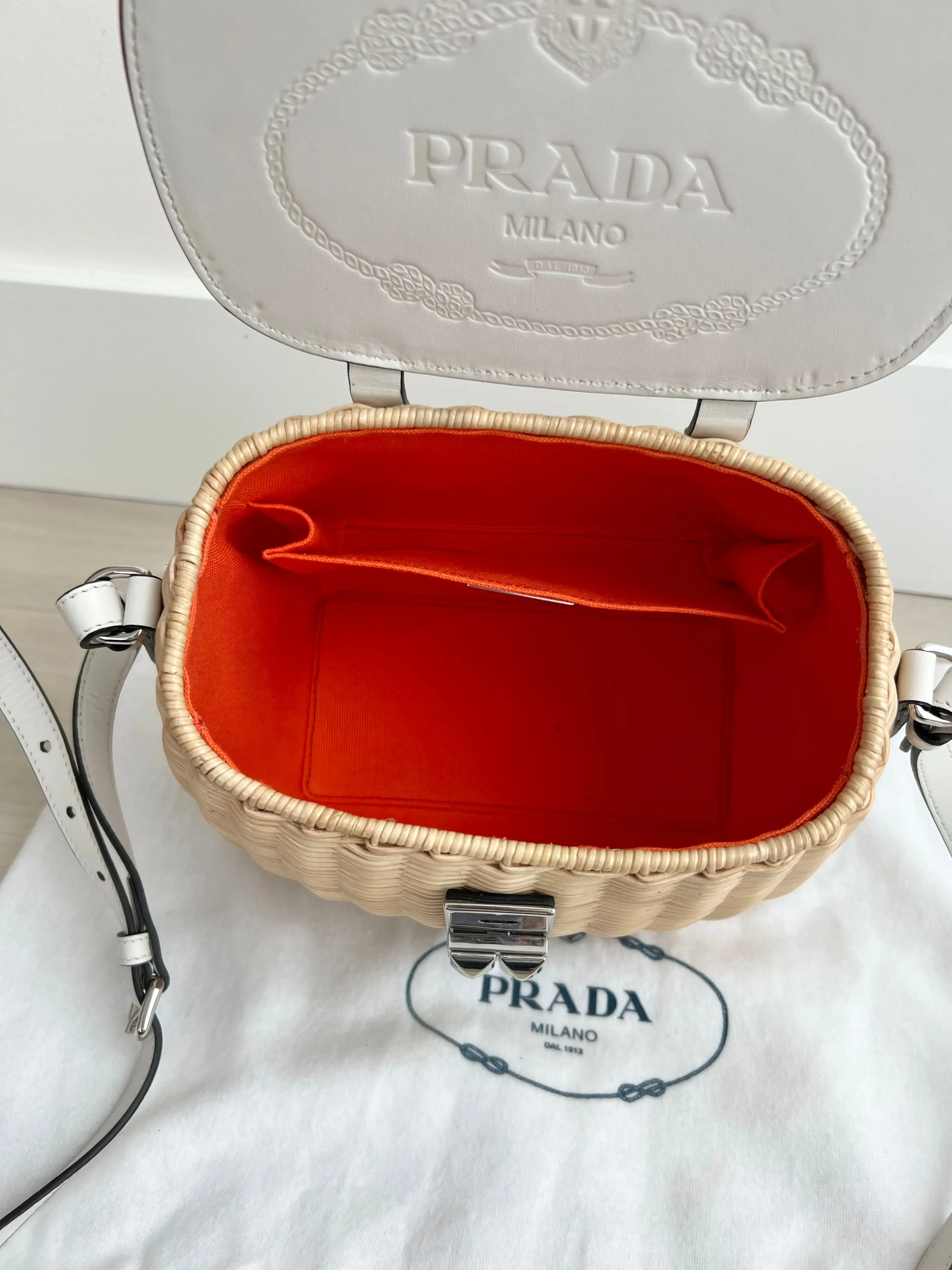 Prada Wicker Basket Tote Bag