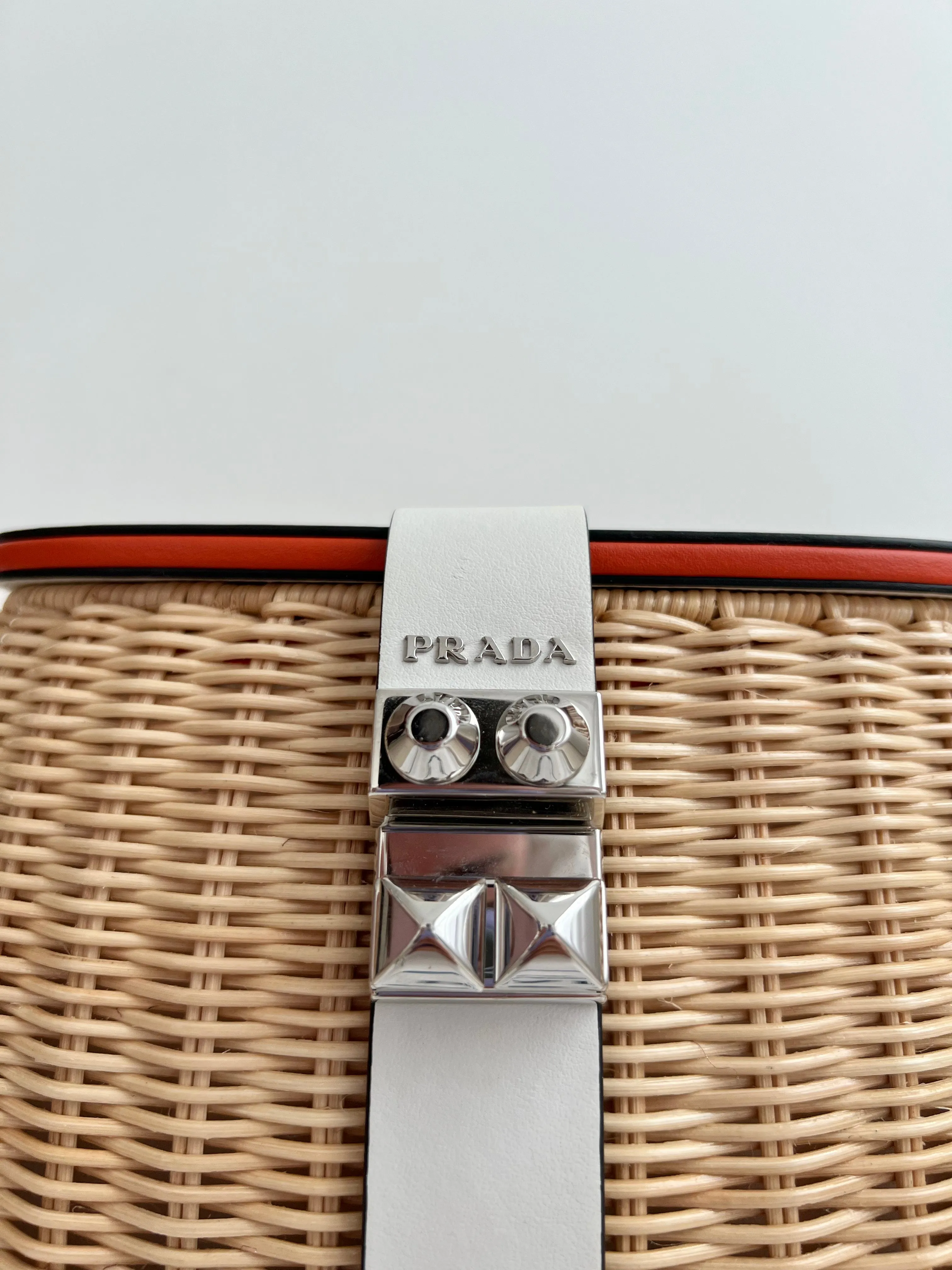 Prada Wicker Basket Tote Bag