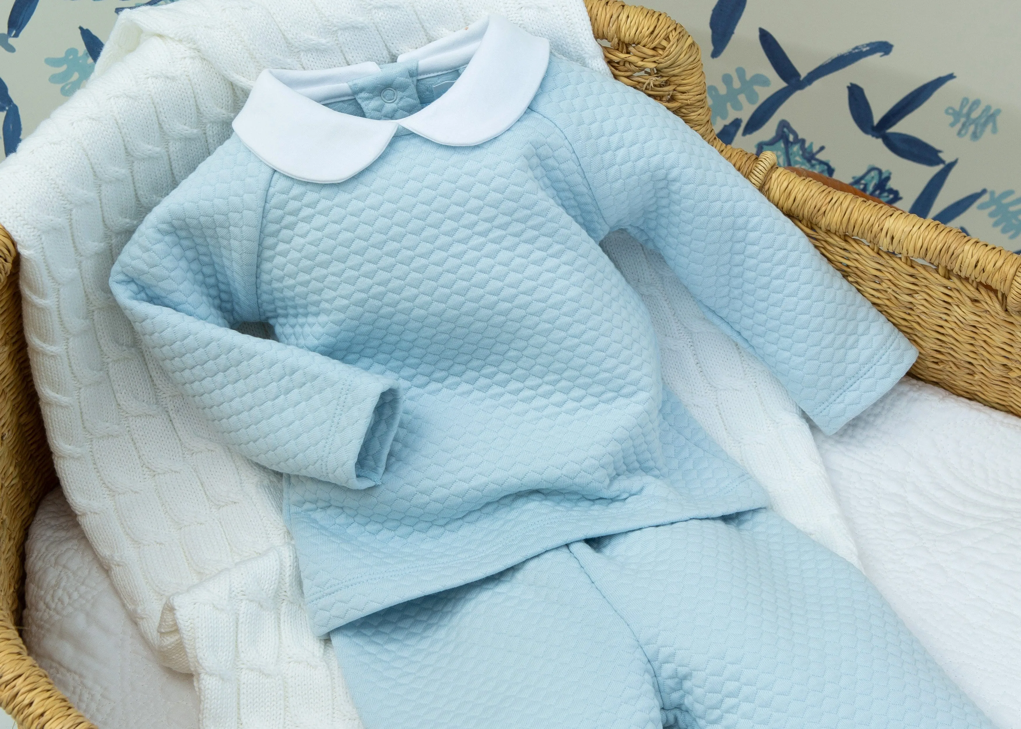 Quilted Pant Set - Light Blue