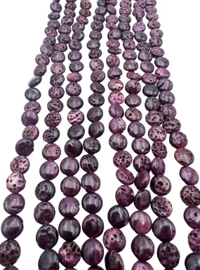 RARE Dark Purple Spiny Oyster 8mm Coin Shaped Beads, 16 inch strand