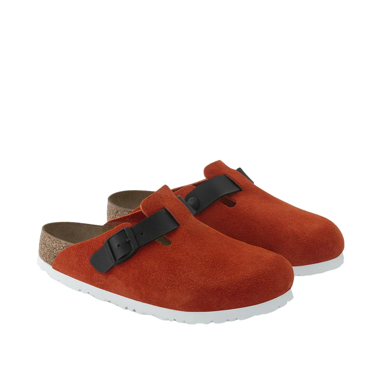 Sabot Donna Birkenstock Boston Suede Nero / Rosso