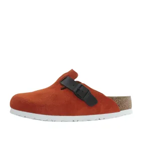 Sabot Donna Birkenstock Boston Suede Nero / Rosso