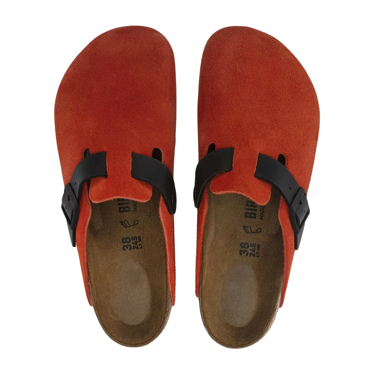 Sabot Donna Birkenstock Boston Suede Nero / Rosso