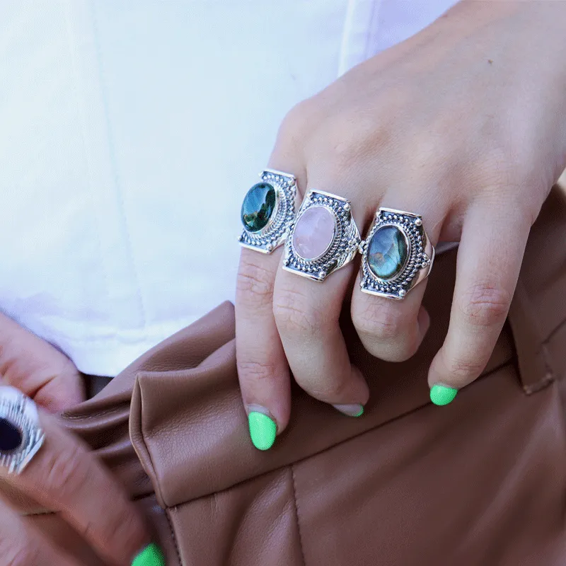 Saddle Malachite Bohemian Ring