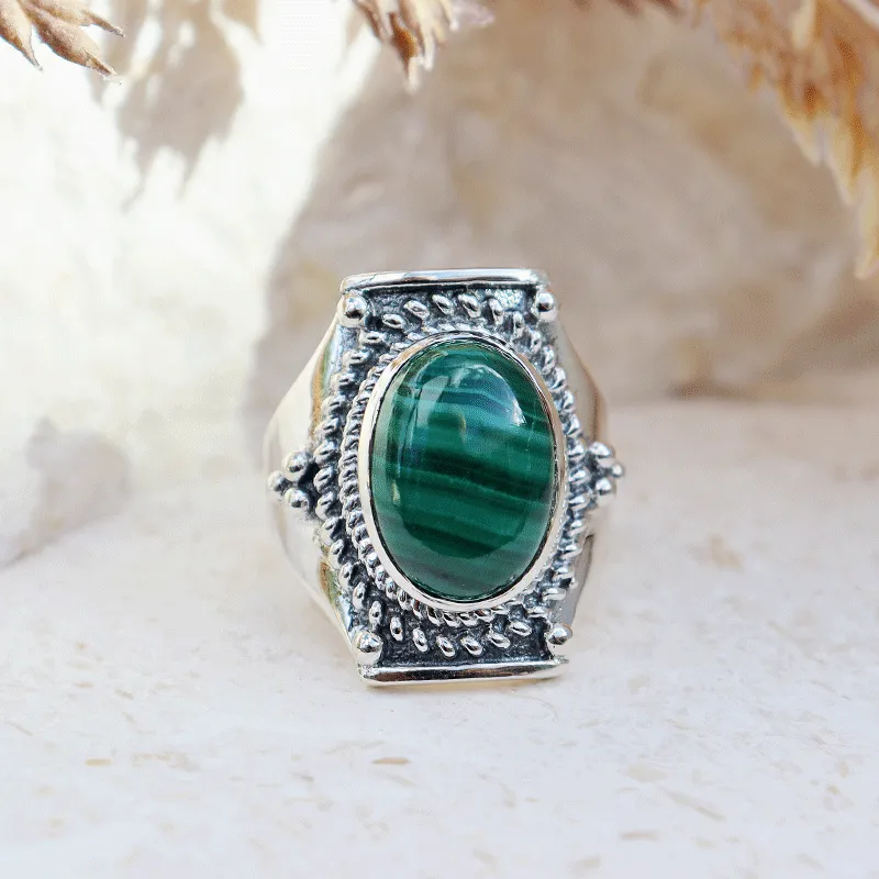 Saddle Malachite Bohemian Ring