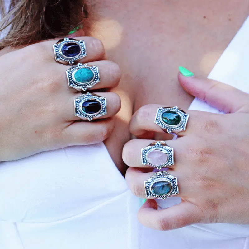 Saddle Malachite Bohemian Ring