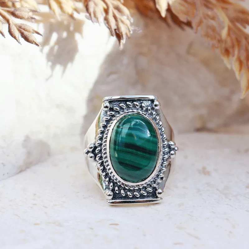 Saddle Malachite Bohemian Ring