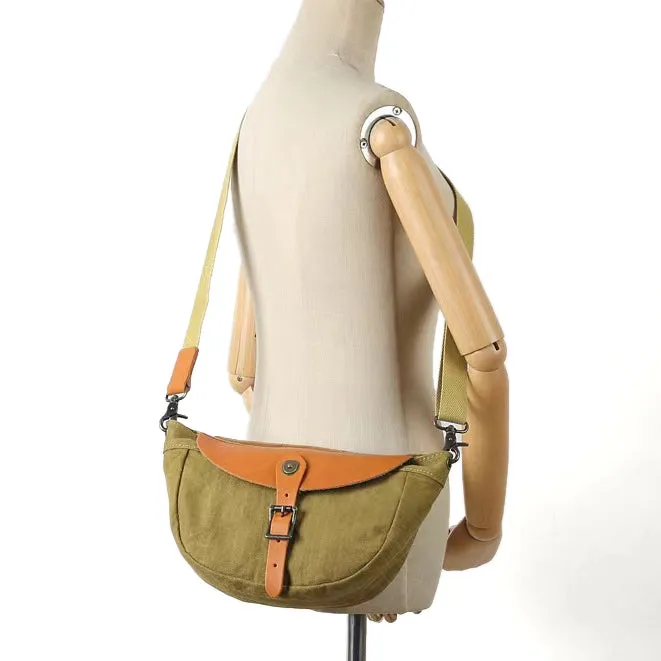 Saddle style canvas leather bag