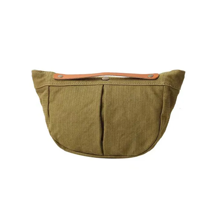 Saddle style canvas leather bag