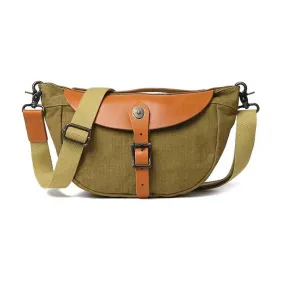 Saddle style canvas leather bag