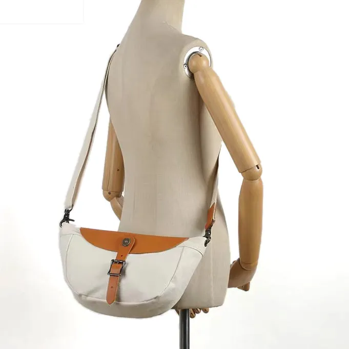 Saddle style canvas leather bag