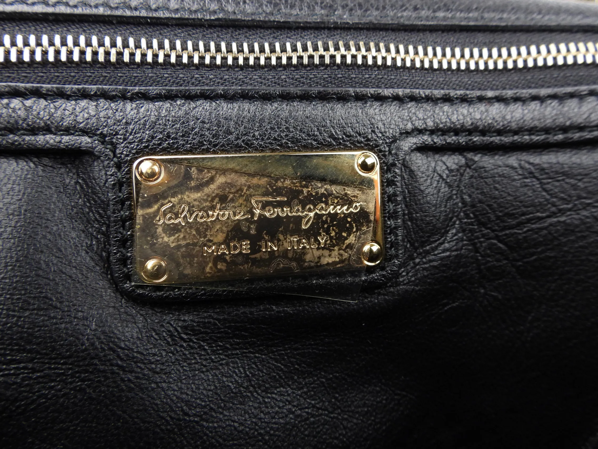 Salvatore Ferragamo Black Sequin and Leather Vara Bow Chain Flap Bag