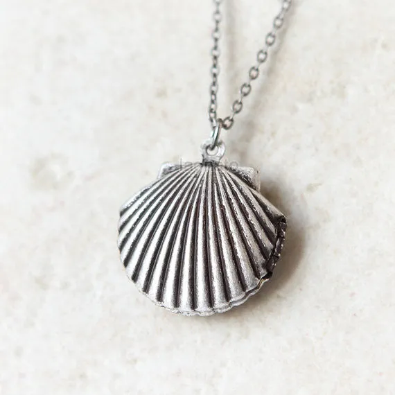 Scallop Locket Necklace