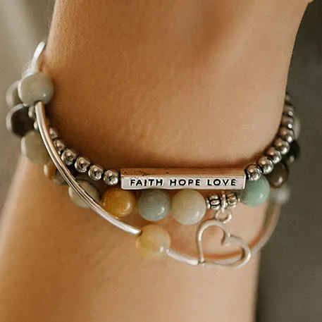 Shell | Soft Bangle Charm Bracelet | Amazonite