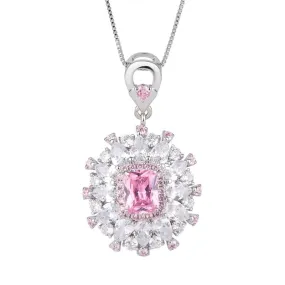 Silver Pink Diamond Necklace, Ring and Earring Jewelry