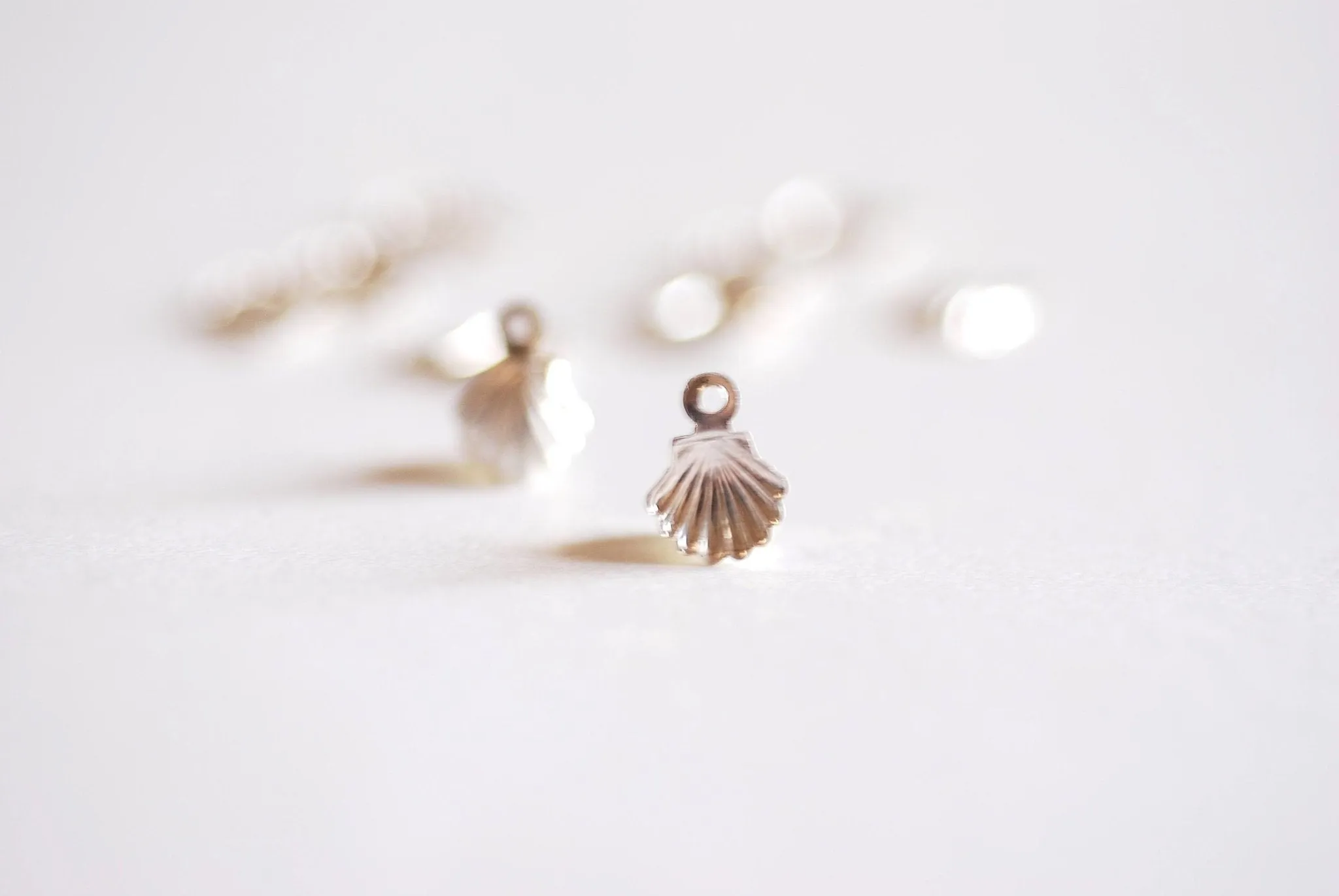 Small Sterling Wholesale Silver Seashell charm, beach conch empty sea shell, sea life, marine life, clam shell, oyster shell,14k Gold Filled Sea shell