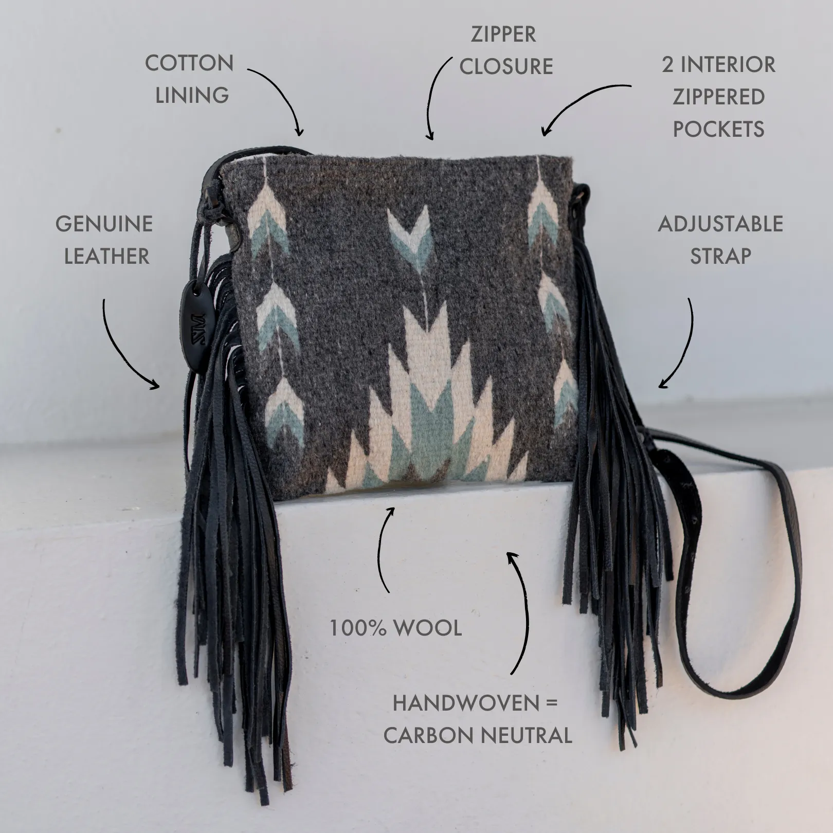 Smoky Quartz Fringe Bag