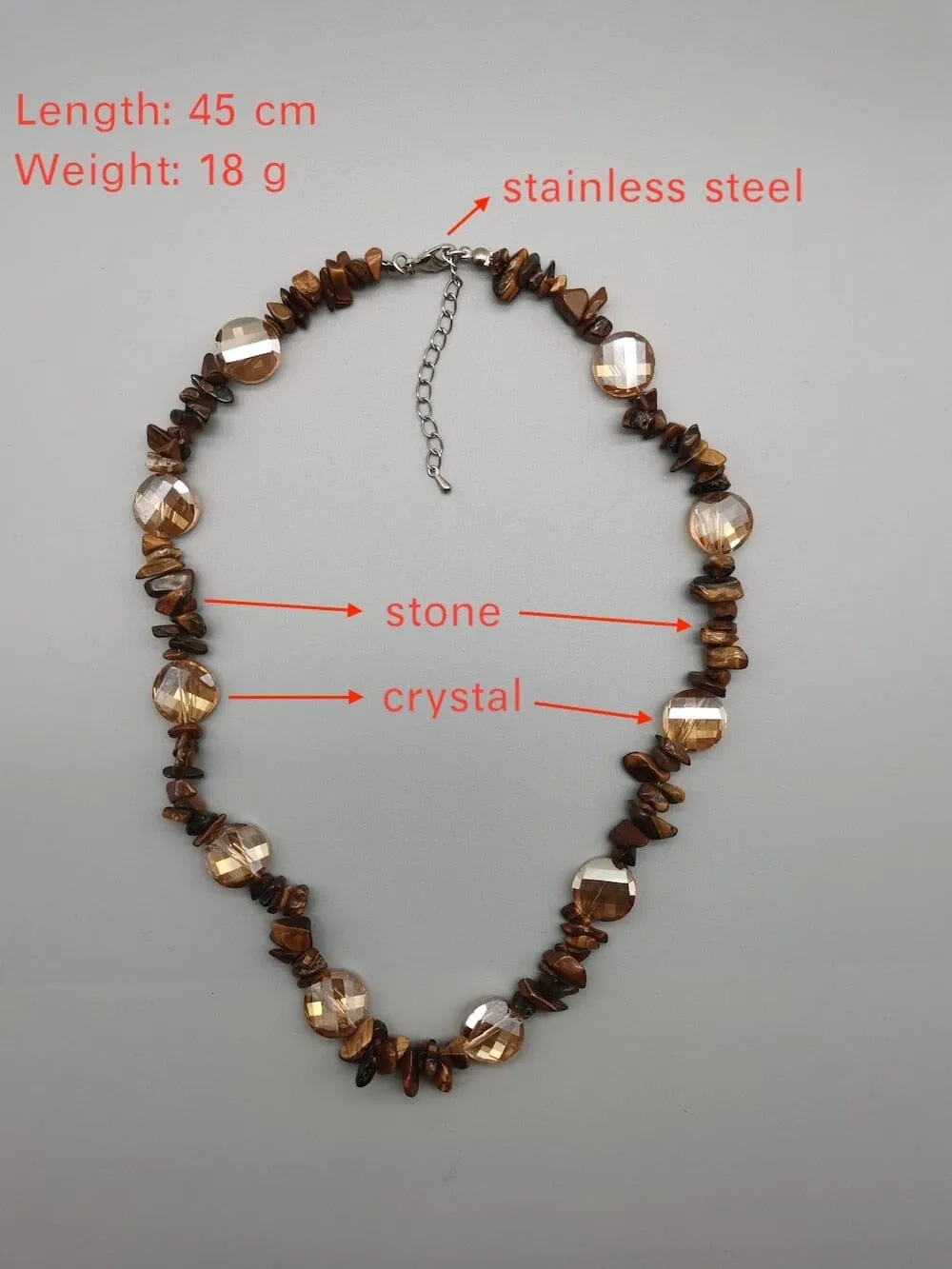 Stainless Steel Natural Pure Stone Crystal Puka Shell Necklace