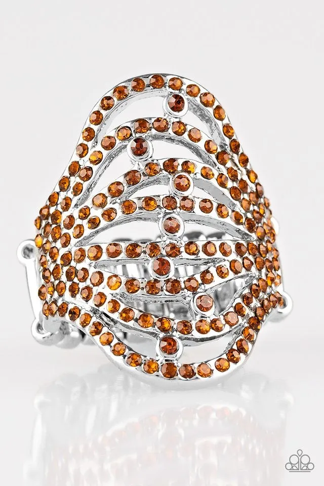 Stratospheric - Brown Rhinestone Paparazzi Jewelry Ring