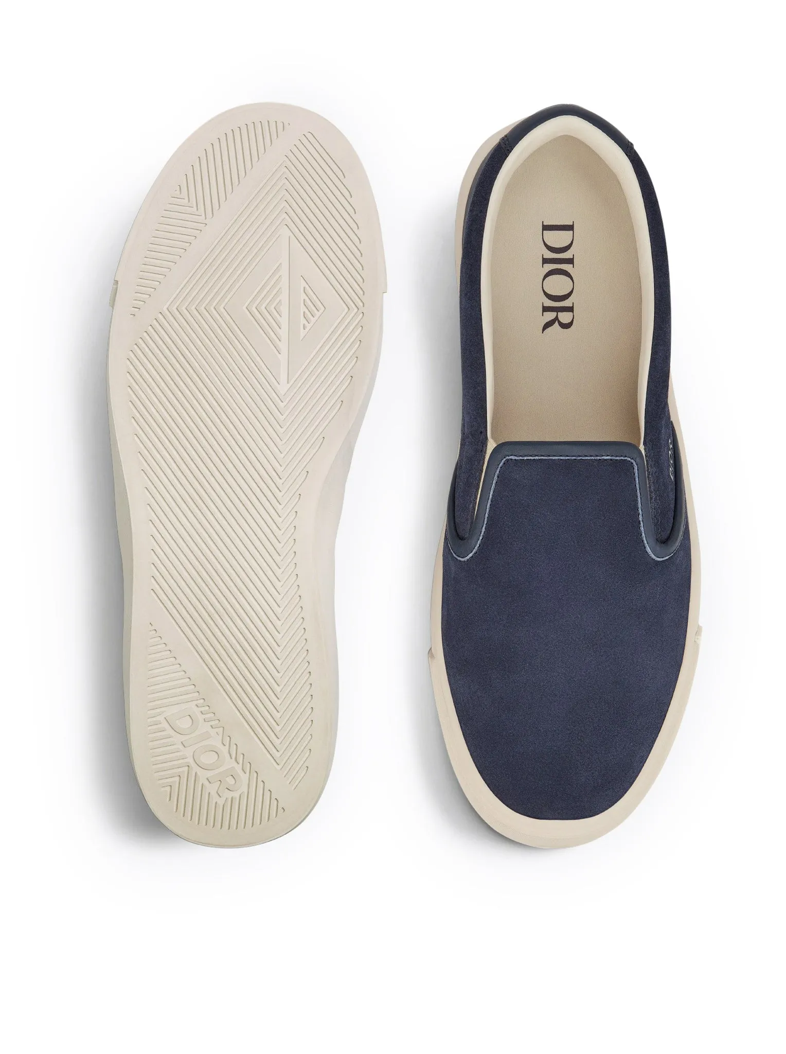 Suede and smooth navy blue calfskin