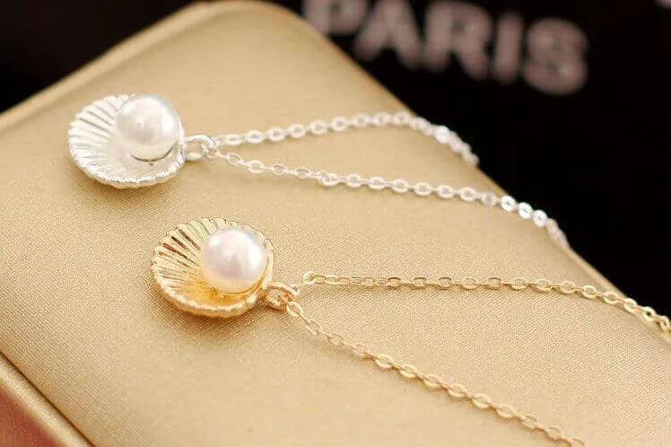 Summer Style Puka Shell Pearl Pendant Necklace