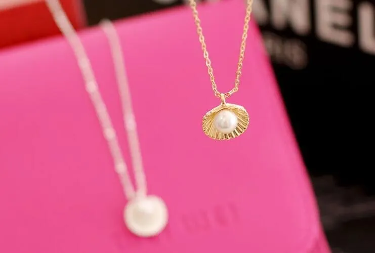 Summer Style Puka Shell Pearl Pendant Necklace