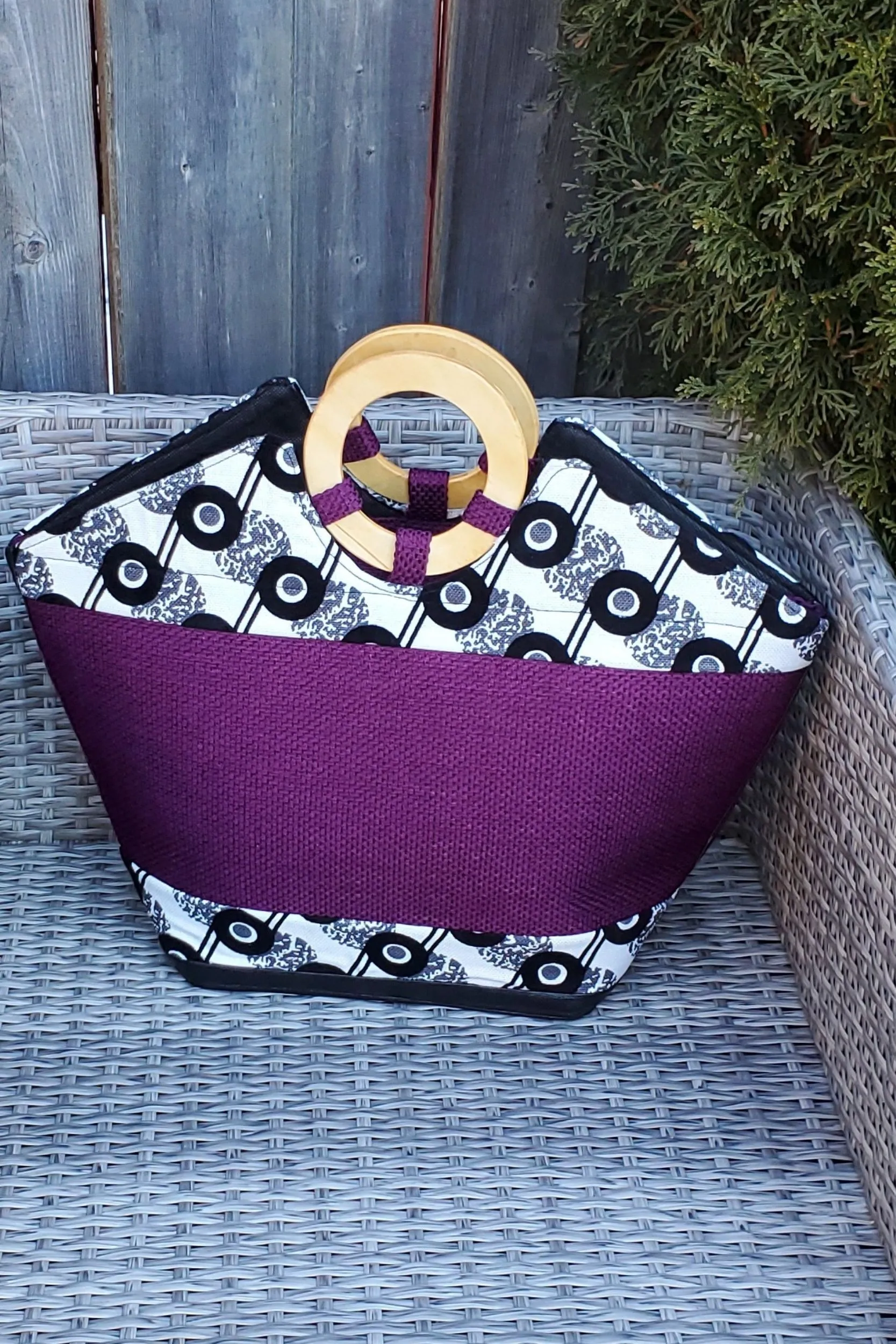 TELIYA African Print Tote Bag (Purple)