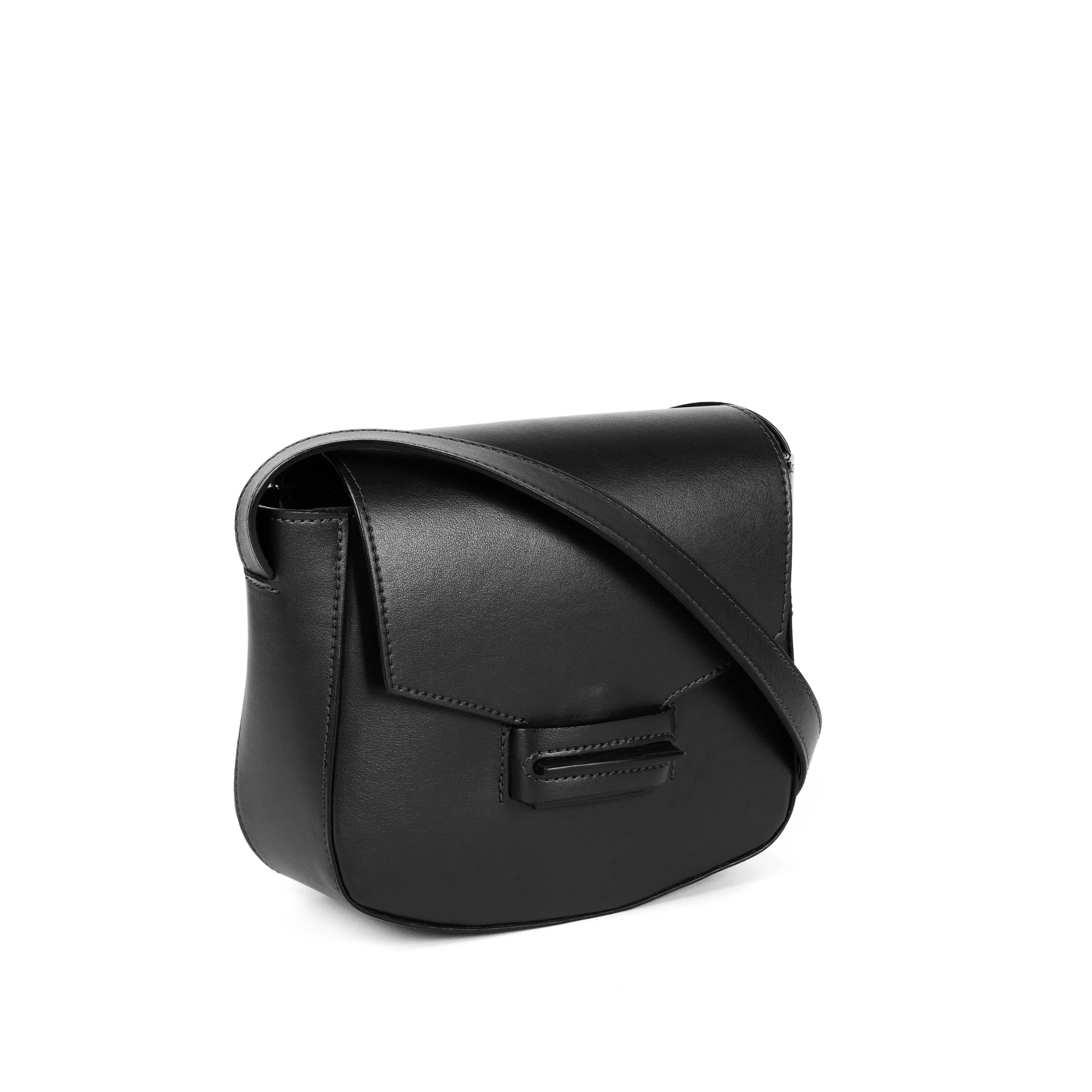 The Vida Apple Leather Vegan Saddle Bag |  Black