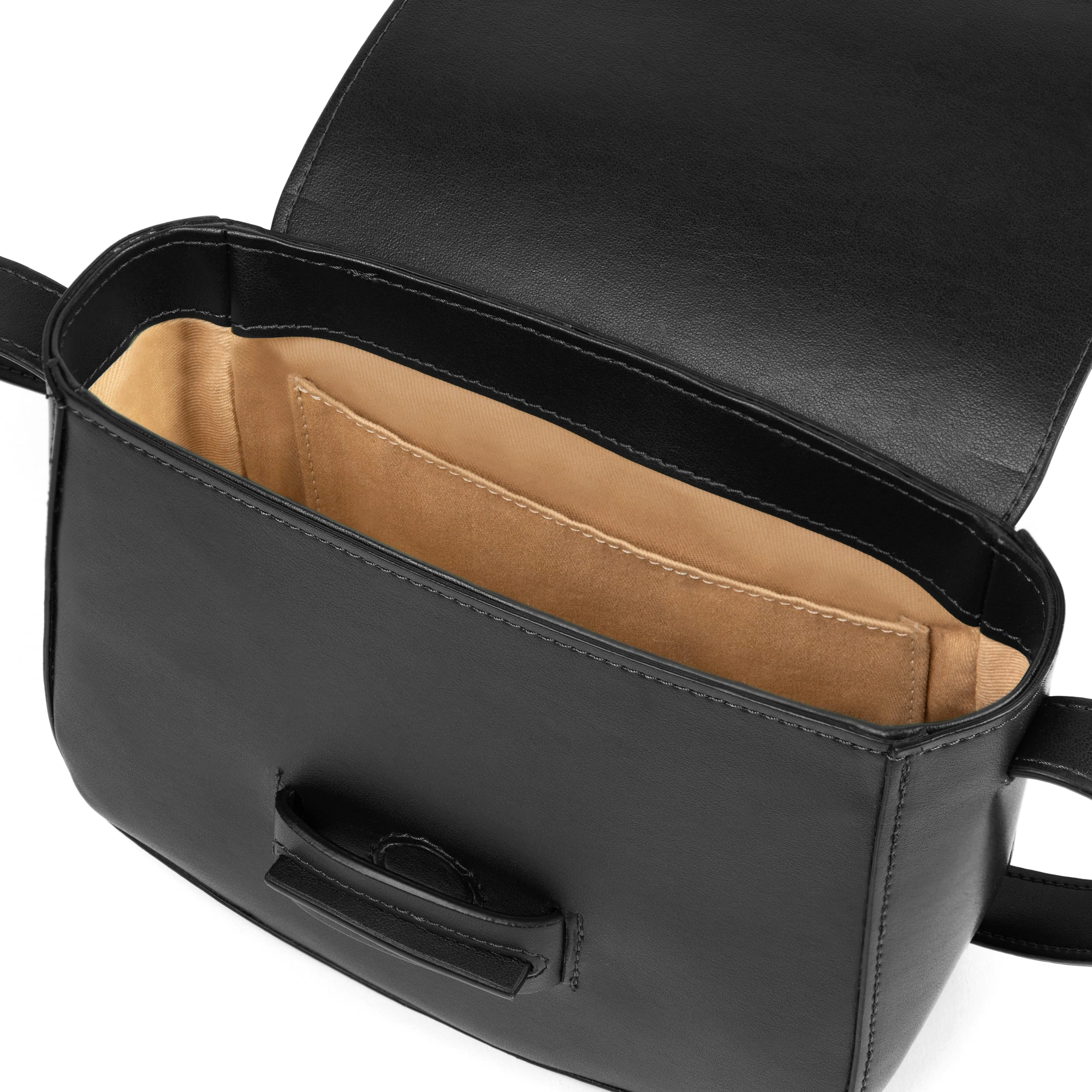 The Vida Apple Leather Vegan Saddle Bag |  Black