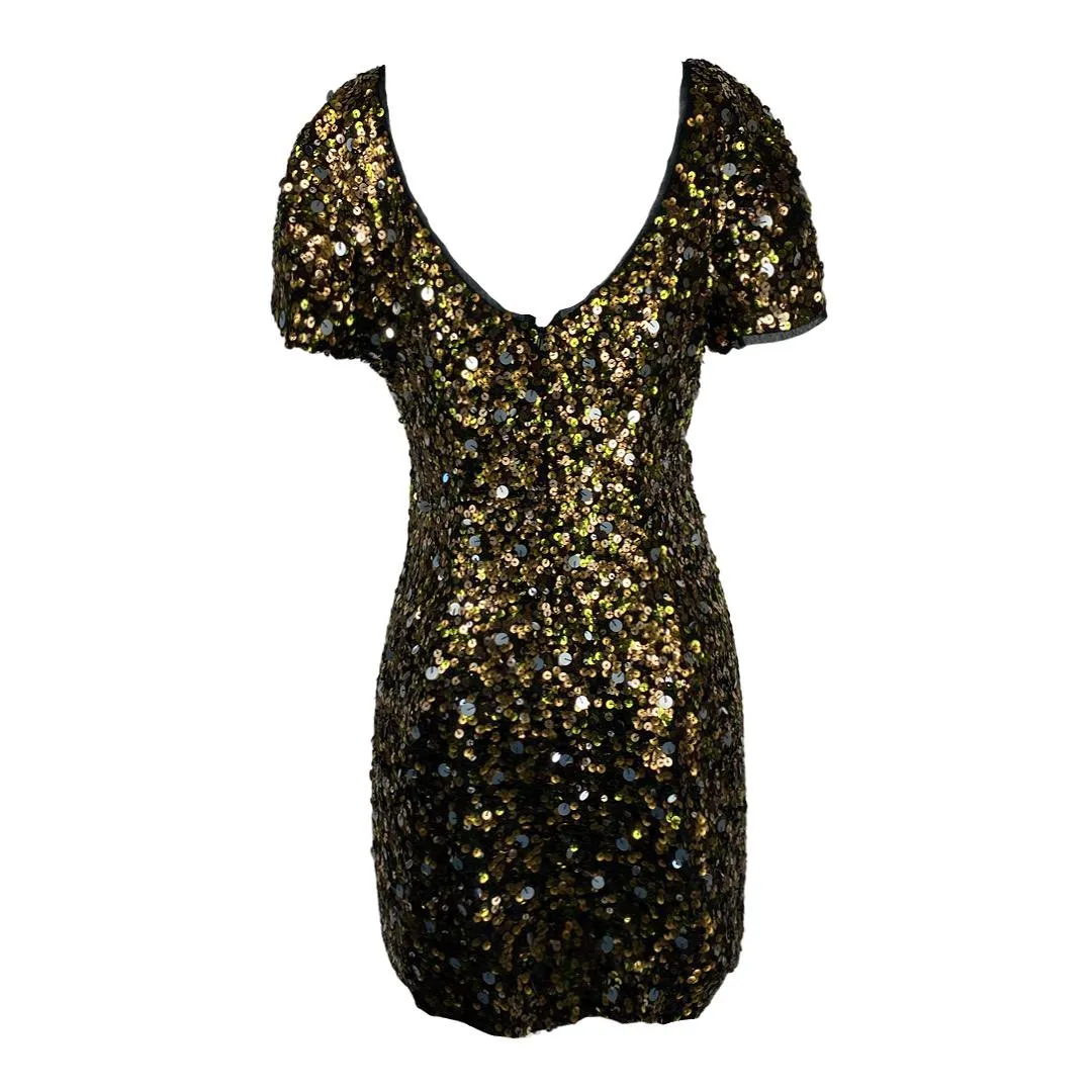 TIBI Gold Sequin Mini Dress US 8 | UK 12