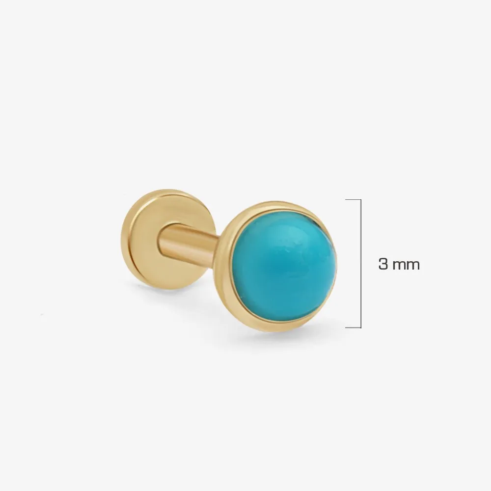 Turquoise Cabochon Flat Back Stud  Bezel