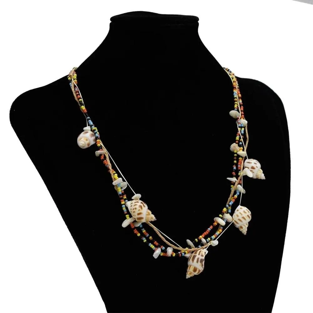 Unique Bohemian Ethnic Statement Puka Shell Necklace