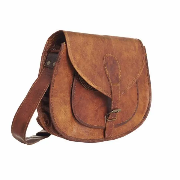 Vintage Leather Saddle Bag - Large