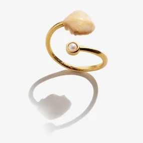 White Scallop Shell Ring Wrap